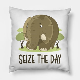 Seize The Day - Elephant Lover Motivational Quote Pillow