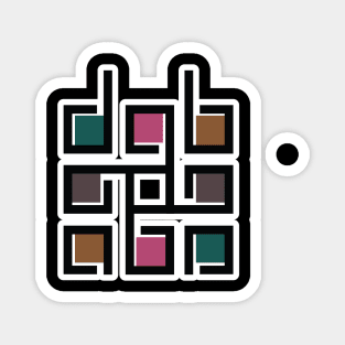 Square decorative color corporate identity sticker design element. QR code and digital tech logo sticker concept. Magnet