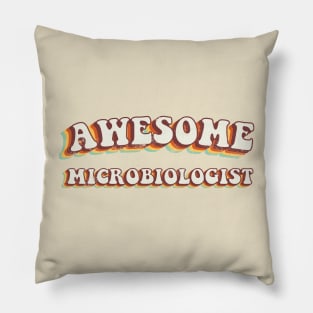 Awesome Microbiologist - Groovy Retro 70s Style Pillow