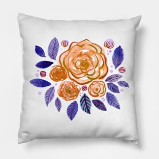 Spring roses bouquet - orange and purple Pillow