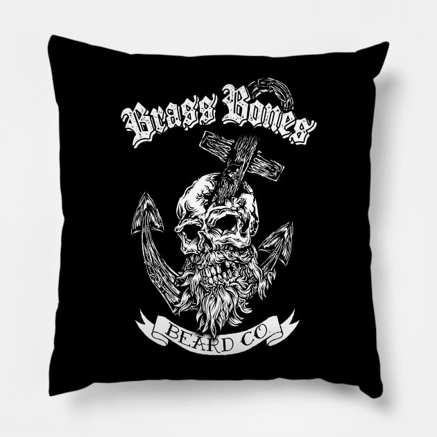 Permanent Vacation (white print) Pillow by Brass_Bones_Beard_Co