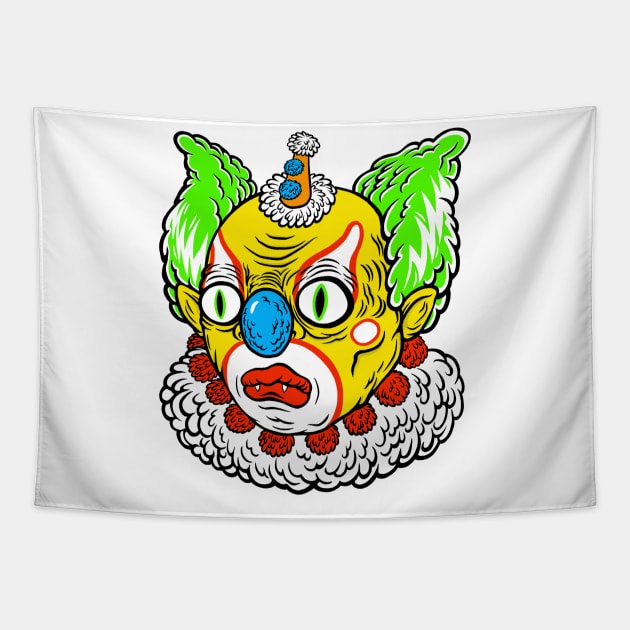 Green Wig the Clown Tapestry by flynnryanart