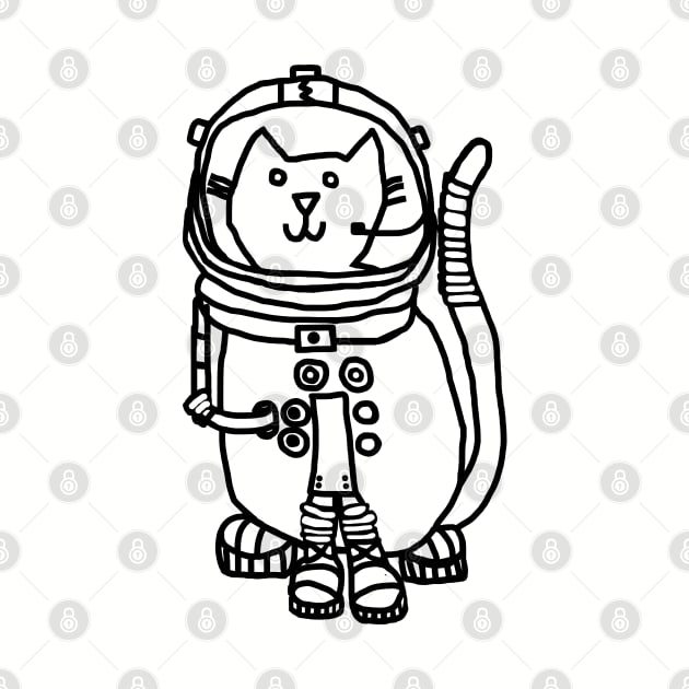 Space Captain Yellow Cat Astronaut Outline by ellenhenryart