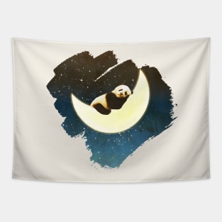 Sleeping Panda On The Moon Tapestry