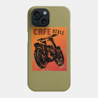 Cafe racer motorbike grunge poster style logo Phone Case