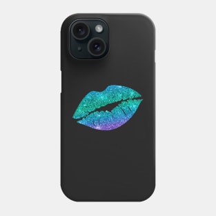 Bright Green Blue Ombre Faux Glitter Lips Phone Case