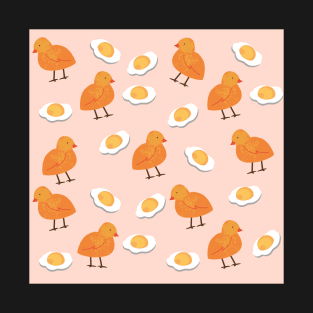 Cute Chicken and Egg Yolk Nursery Pattern T-Shirt