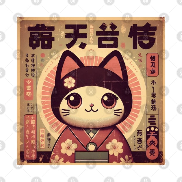 Kawaii Kitten in Vintage Kimono by IA.PICTURE