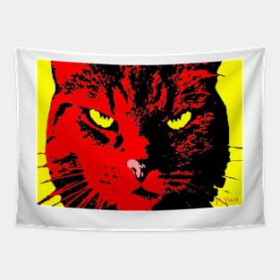 ANGRY CAT POP ART - RED YELLOW BLACK Tapestry