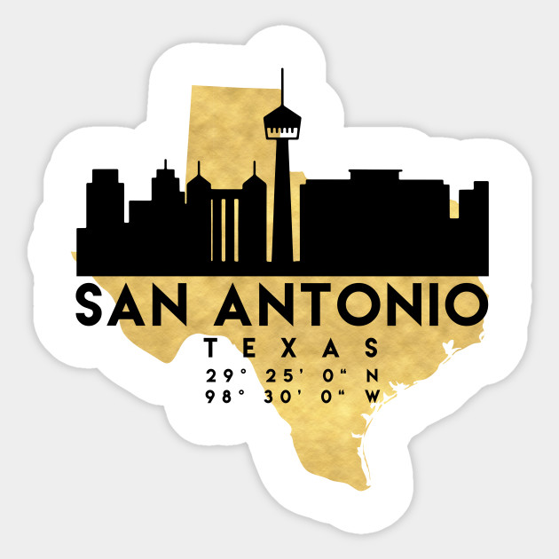 San Antonio Texas Skyline Map Art San Antonio Sticker Teepublic
