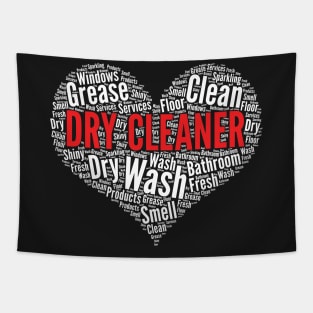 Dry Cleaner Heart Shape Word Cloud Design design Tapestry