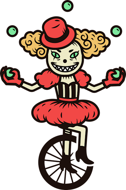 Vintage Creepy Circus Juggler on Unicycle Kids T-Shirt by SLAG_Creative