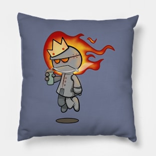 Cute grumpy robot king Pillow