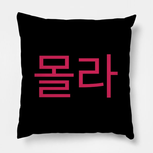 I Don't Know in Korean Writing Hangul Pillow by An Aesthetic Approach