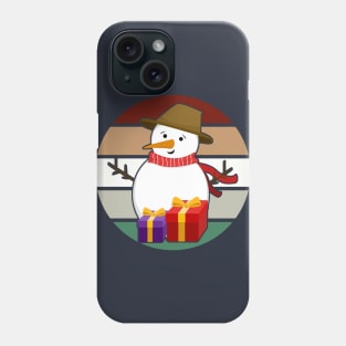 Snowman in hat with presents Phone Case