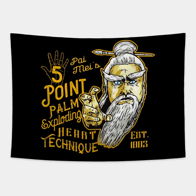 Pai Mei 5 Point Palm Exploding Heart technique Tapestry by Alema Art