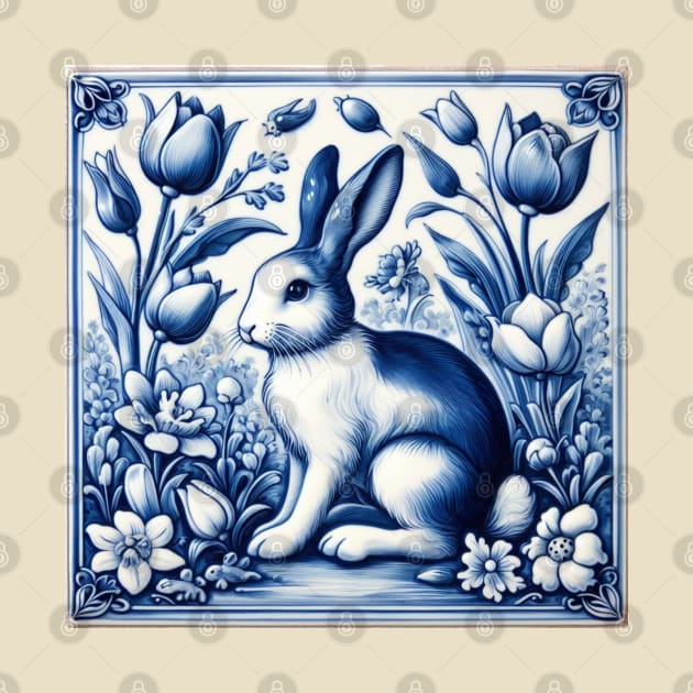 Vintage Dutch Tile: Rabbit No.4 by artnook