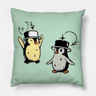 happy classy penguins Pillow