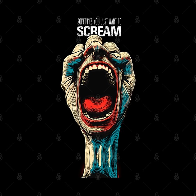 Screaming Hand: Sometimes We All Want to Scream on a dark (Knocked Out) background by Puff Sumo