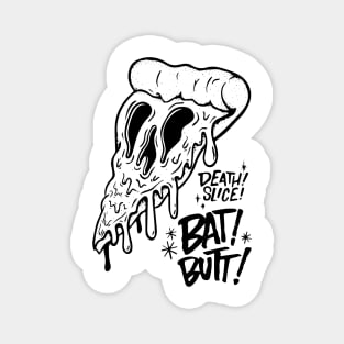 pizza and skull typography black and white Magnet