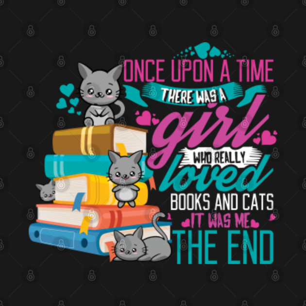Discover Girl Loves Books And Cats Bookworm Book Reading - Book - T-Shirt