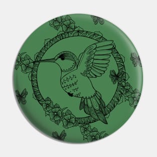 Hummingbird anti-stress&black_green Pin