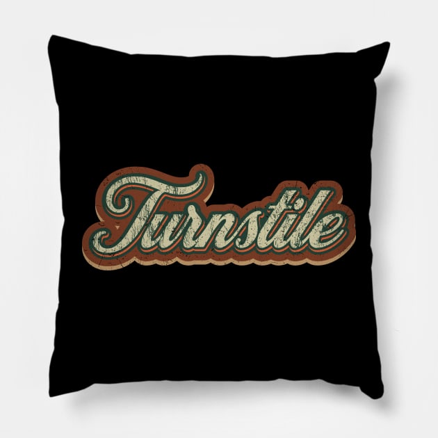 Turnstile Vintage Text Pillow by Skeletownn