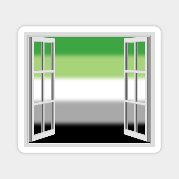 Window Opening to Aro Pride Flag Magnet by VernenInk