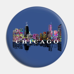 Chicago Skyline in graffiti Pin