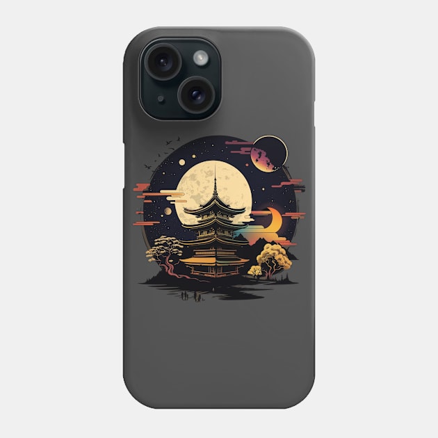 Japanese Temple Tokyo  Asian Inspired Retro Japan Phone Case by Linco