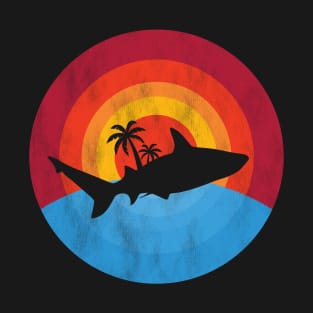 Vintage Style Shark Silhouette Retro Style Sunset Shark T-Shirt