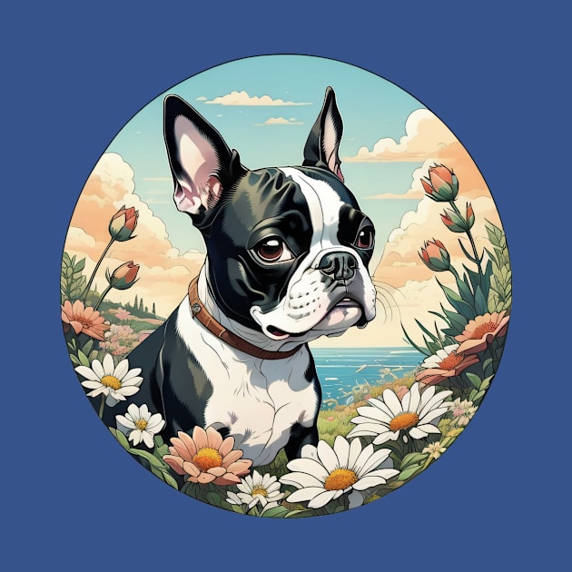 Seaside Boston Terrier by Pet And Petal