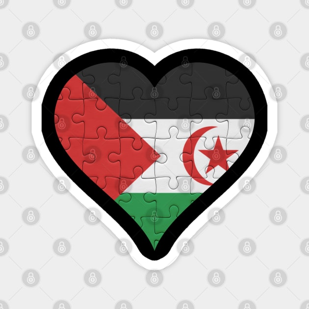 Western Saharan Jigsaw Puzzle Heart Design - Gift for Western Saharan With Western Sahara Roots Magnet by Country Flags