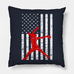 Softball Pitching American Flag Fastpitch Softball Pitcher Pillow