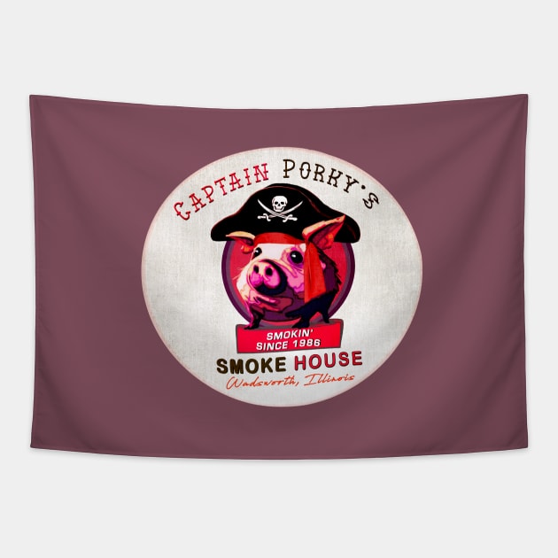 Captain Porky's Smoke House • Wadsworth, Illinois Tapestry by The MKE Rhine Maiden