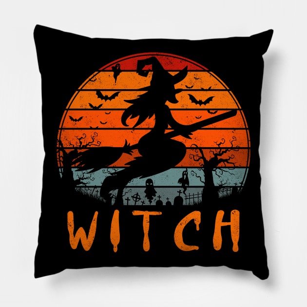 Fun Midnight Moon Witch Gift Halloween Bats Creepy Costume Pillow by rhondamoller87