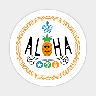 Aloha Pineapple Design (Version 2), with Black Lettering Magnet