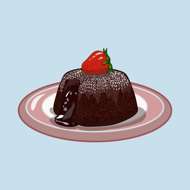 Chocolate lava cake cartoon illustration by Miss Cartoon