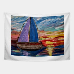 Out sailing at sunset. Tapestry