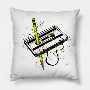 rewind cassette tape splash art style Pillow