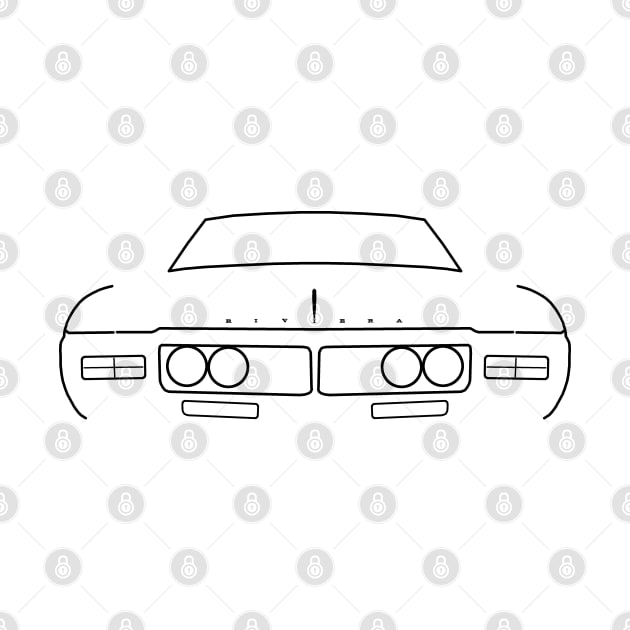 1969 vintage Buick Riviera black outline graphic by soitwouldseem