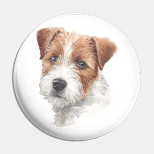 Cute Rough Coated Jack Russell Terrier Watercolor Art Pin