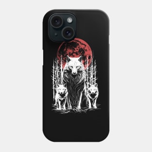 red moon wolf and wolf cubs Phone Case