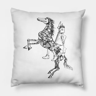 Mechanical rearing horse and rider. Pillow