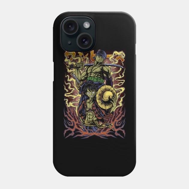 Zoro and Luffy One Piece T-shirt Phone Case by Arthasena Illustration 