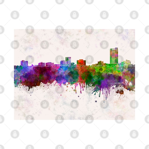 Amarillo skyline in watercolor background by PaulrommerArt