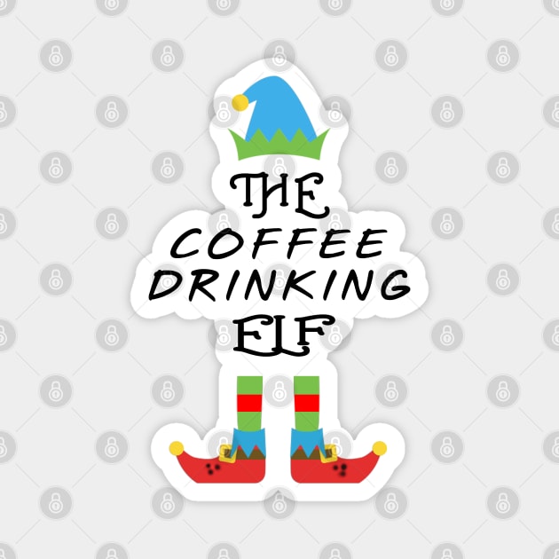 The Coffee Drinking Elf Matching Family Group Christmas Party Magnet by CareTees