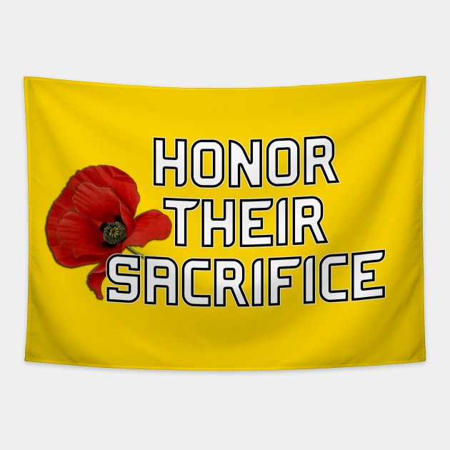 Honor Their Sacrifice Memorial with Red Poppy Flower Back Version (MD23Mrl006b) Tapestry by Maikell Designs