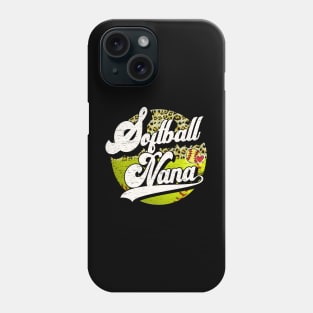 Softball Nana Vintage Leopard Softball Family Matching Phone Case