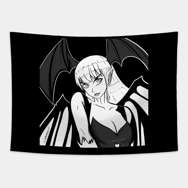 love vampire ecopop demon lady art Tapestry by jorge_lebeau